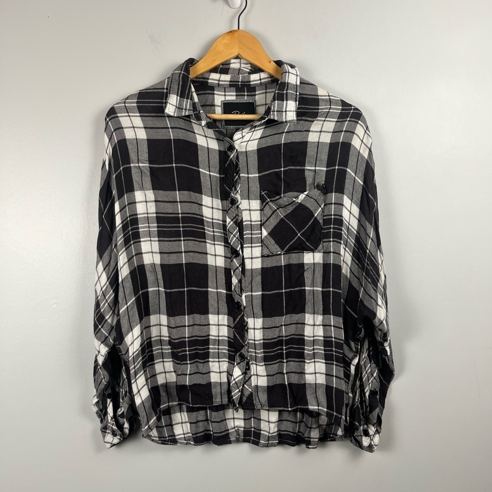 Rails Women’s Hunter Black White Plaid Button Long Sleeve Shirt Size XS